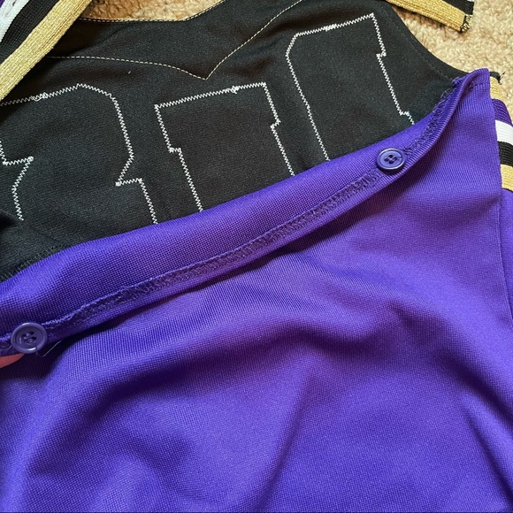 purple / gold / black / white Varsity real high school cheerleading uniform - Picture 12 of 14